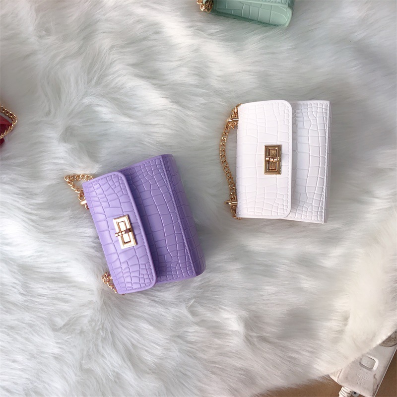 Summer mini mini bag for women 2025 new style trendy Internet celebrity crocodile pattern solid color single-shoulder crossbody chain bag Specification drawing