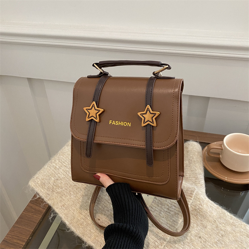 Winter retro school-style backpack for women, new 2024 fashionable student handbag, commuting crossbody bag full figure