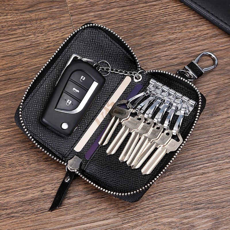 Cross-pattered key case, multi-functional men's and women's car key case, high-quality wear-resistant PU latch, home car key case Specification drawing