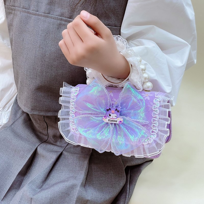Little Chanel girl bow bag, stylish princess crossbody bag for going out, girl pearl handbag, children's gift Specification drawing