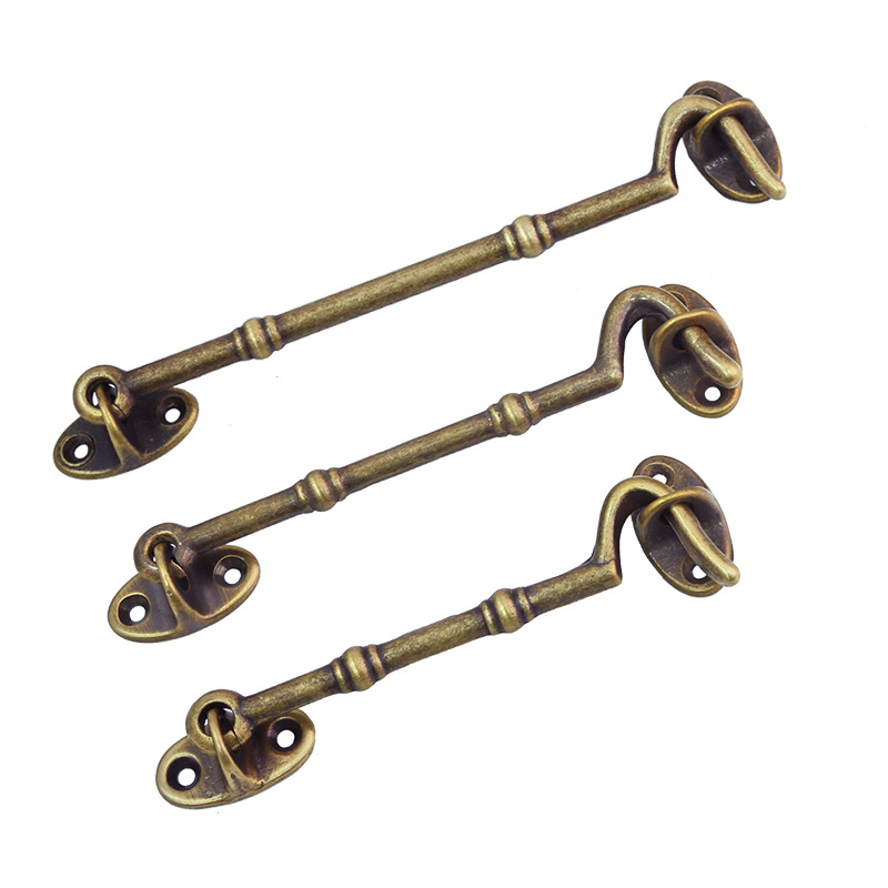 Old-fashioned antique-style window, brass window hook, wind hook, retro door and window windproof hook, door buckle, support rod, fixed hook Item Picture