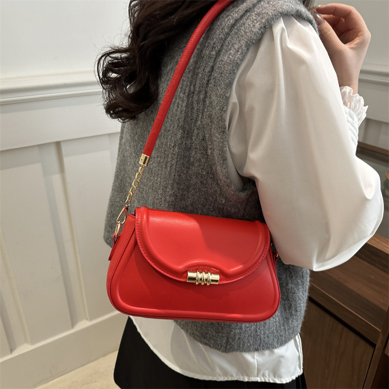 High-end texture 2025 Spring/Autumn new style, stylish, retro, versatile, niche design single-shoulder underarm bag Specification drawing