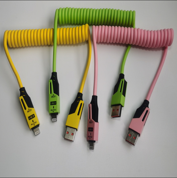 The two-drag two-spring data cable PD65W fast charging cable and the four-in-one car charging cable are suitable for Apple and Huawei Item Picture