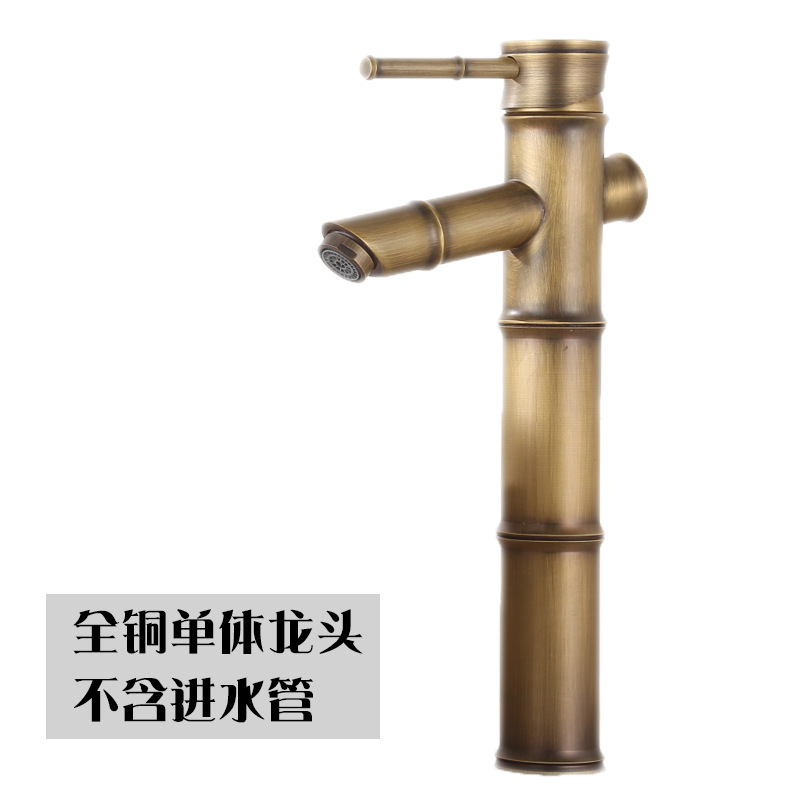 European-style all-copper cold and hot water sink, wall-mounted faucet, kitchen antique cold and hot five-way double-handle faucet, rotatable Application Scenario