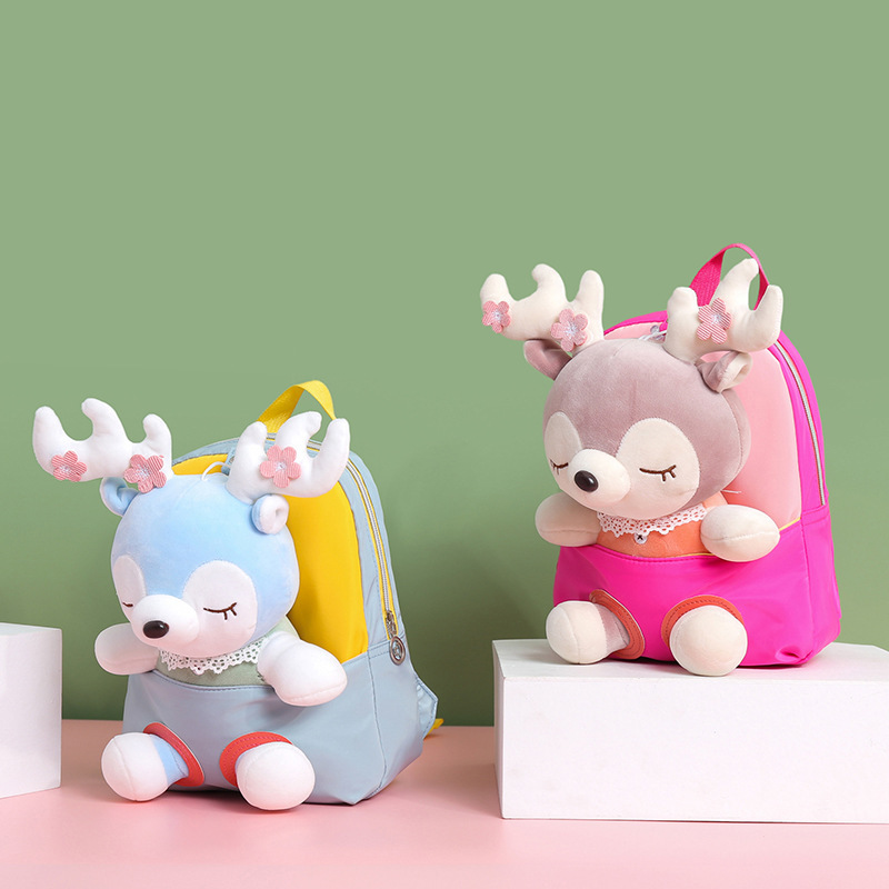 Cartoon plush toy, cute little deer, children's small backpack, light and fashionable for kindergarten girls, girls' backpack Item Picture