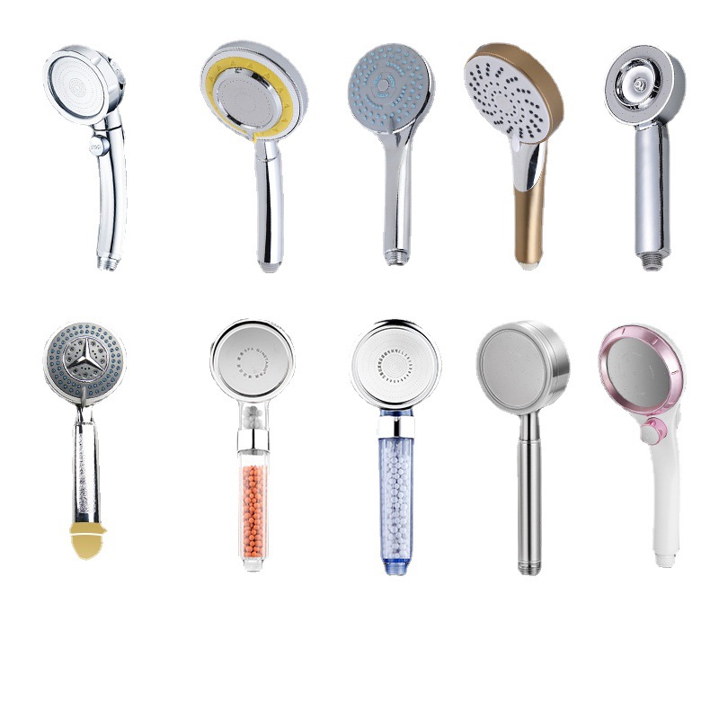 Wholesale of pressurized shower heads, household shower hoses, handheld bathroom shower heads, and complete sets of bathroom bathing accessories details Picture