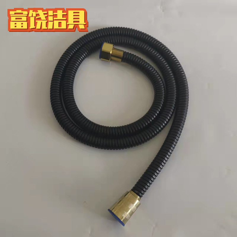 Stainless steel black shower hose, explosion-proof rain shower head water pipe, electroplated black metal hose, 1.2 meters and 1.5 meters Specification drawing