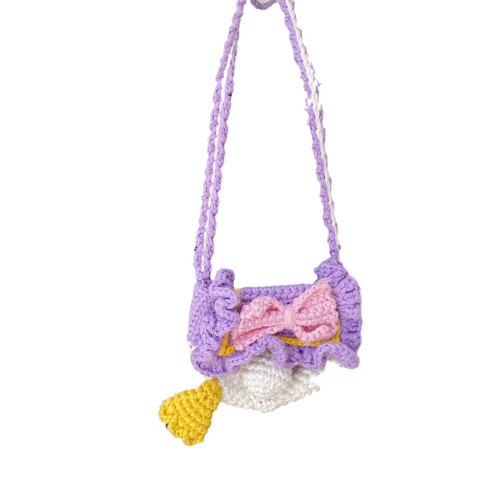 09201 hand-woven bag, hand-sewn cartoon cute duck bottom, versatile woolen single-shoulder crossbody, color-blocking bag Item Picture