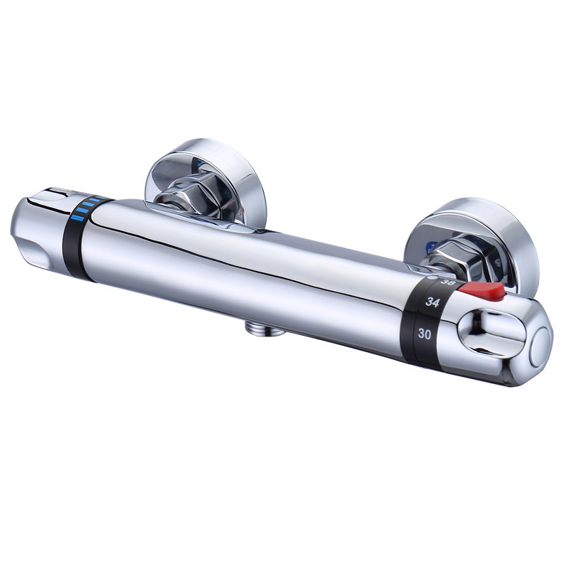 Thermostatic valve, copper thermostatic faucet, solar water heater mixing valve, temperature control valve, bathroom shower set, cold and hot faucet details Picture