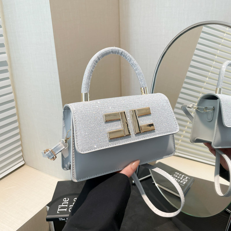 Handbag for women 2025 New Spring Bright diamond single-shoulder underarm bag, European and American crossbody bag, personalized and fashionable small square bag full figure