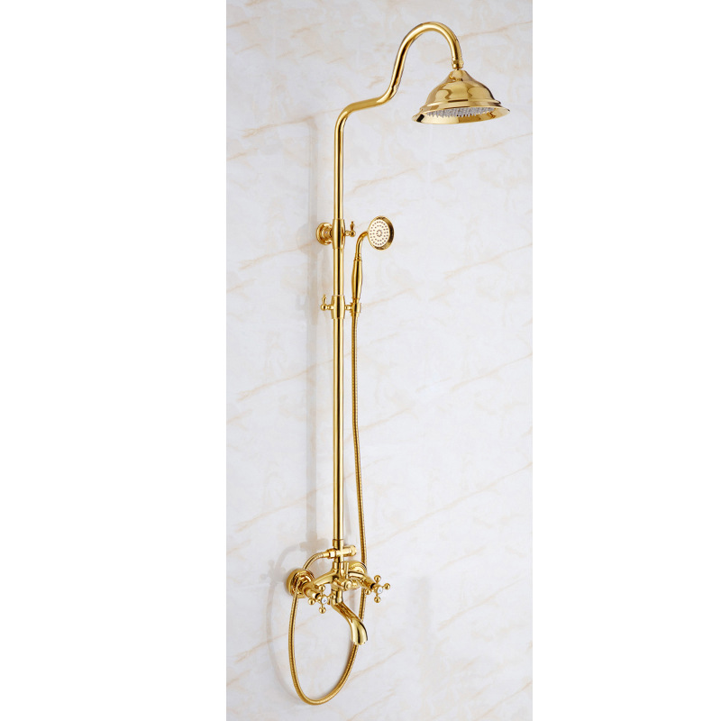 French retro full exquisite copper gold shower head set, bathroom, exposed shower head, antique home bathroom Item Picture