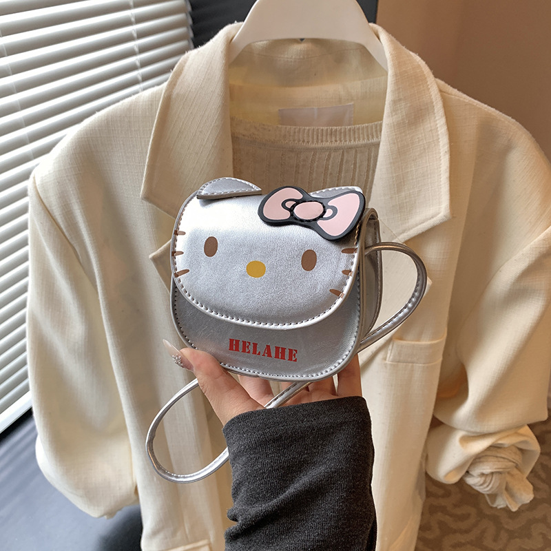 New Korean-style cute small bag, cat children's small backpack, crossbody single-shoulder bag, bow decoration, small change bag Specification drawing