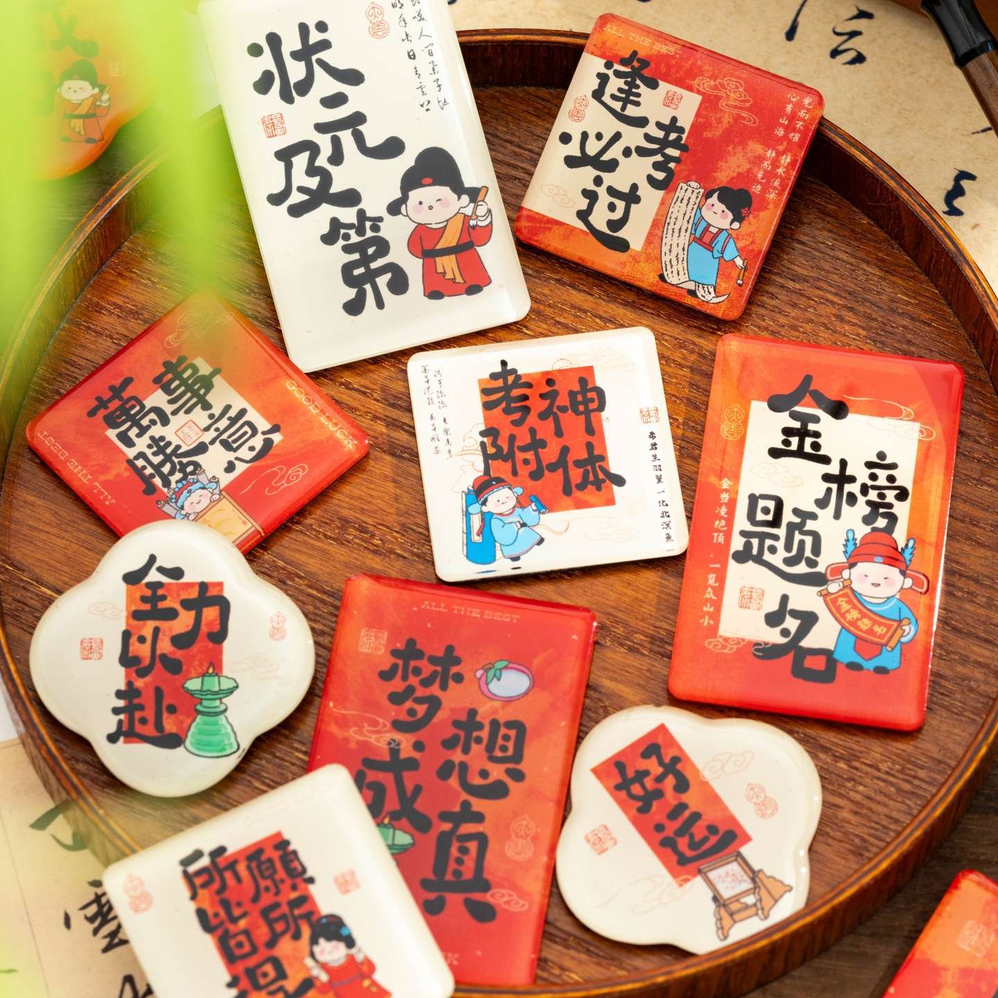 Silicone magnetic fridge magnets with a Chinese style for the college entrance examination and high school entrance examination, creative national trend magnets, good luck and blessings for refrigerator decoration full figure