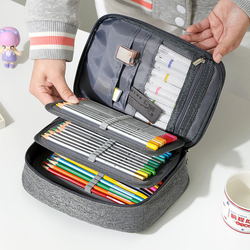 A large-capacity 72-hole art brush, a best-selling Amazon sketch pen storage bag for boys and girls, and a large-sized pen case for students details Picture