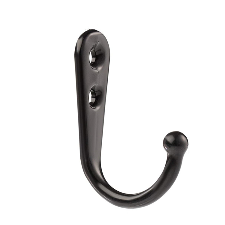 Black single hook wall-mounted jacket hook, wooden storage rack hook, storage rack hook, black single hook Item Picture