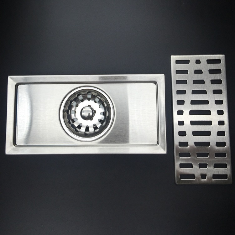 Cross-border best-selling stainless steel rectangular floor drain, hotel kitchen, bathroom, shower room direct exhaust anti-odor floor drain Specification drawing