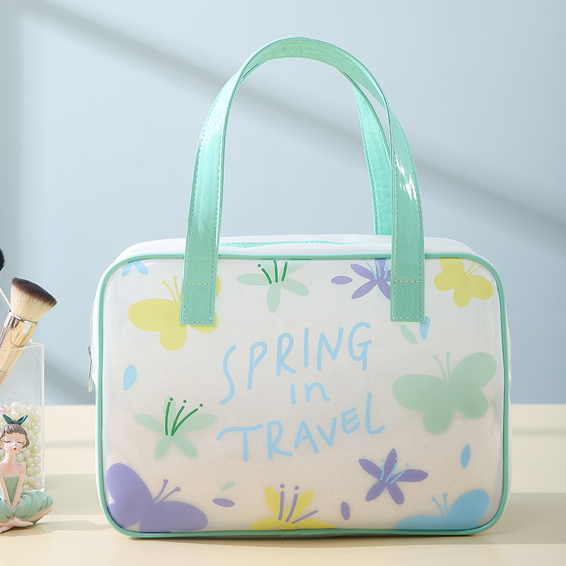 Korean-style makeup bag, PVC storage bag, toiletry bag, fresh and clean four-piece set, bath bag, matte portable swimming bag full figure