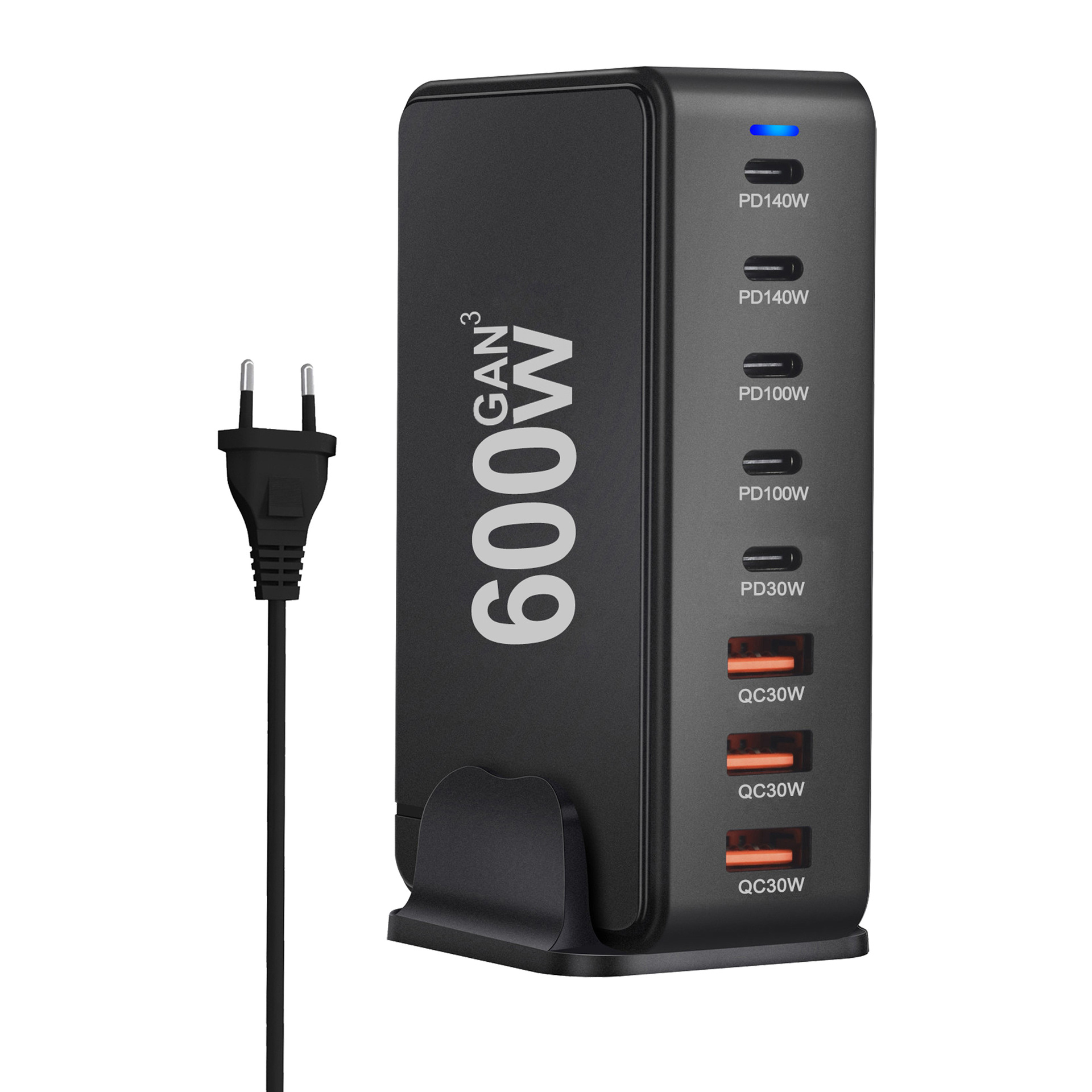 The new bestseller of 600W gallium nitride PD desktop charger, PD3.1 multi-functional 28V5A single-port 140W adapter Specification drawing