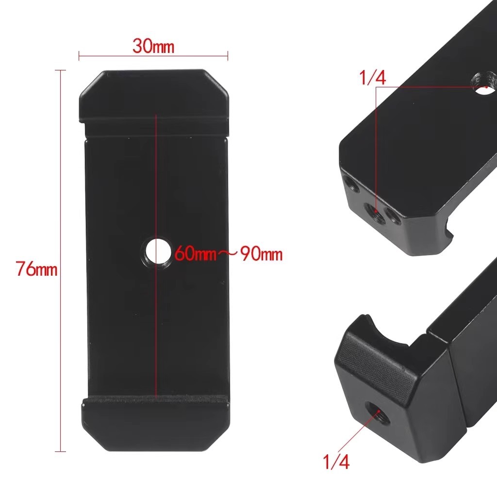 Fill light, hot shoe, mobile phone holder, universal selfie stick, straight clip, E-shaped stretch metal clip, mobile phone live streaming accessories details Picture