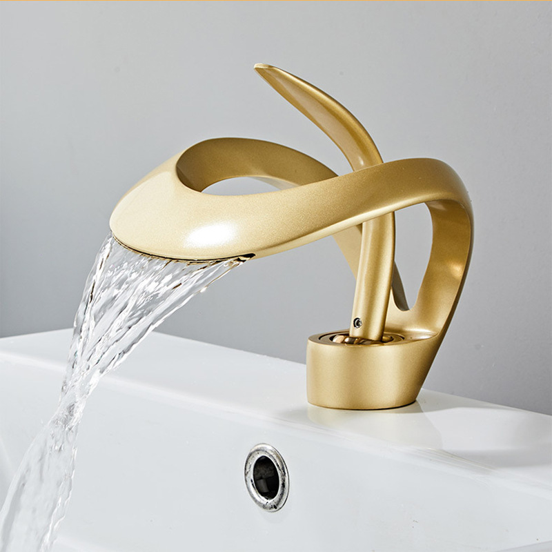 Cross-border all-copper waterfall faucet, basin faucet, cold and hot creative bathroom, toilet basin, countertop basin faucet Specification drawing