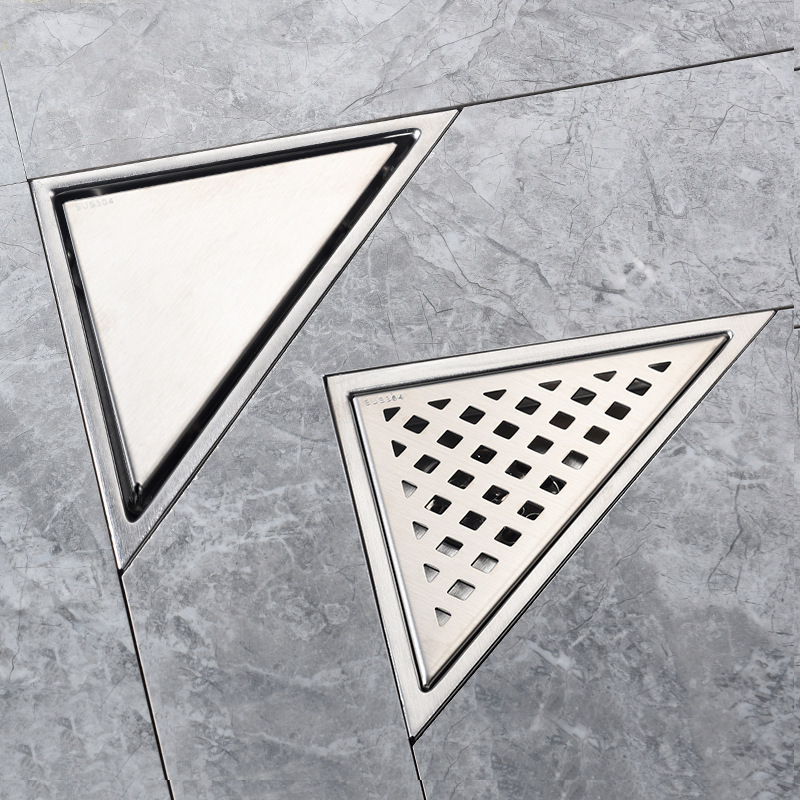Cross-border bathroom, 304 stainless steel invisible floor drain, tiled anti-odor bathroom, shower room, triangular wall drainage full figure
