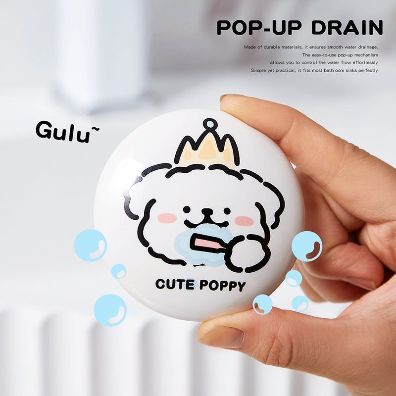 Cute little dog-shaped ceramic washbasin, bathroom washbasin leakage plug, washbasin drain, floor drain, anti-odor details Picture