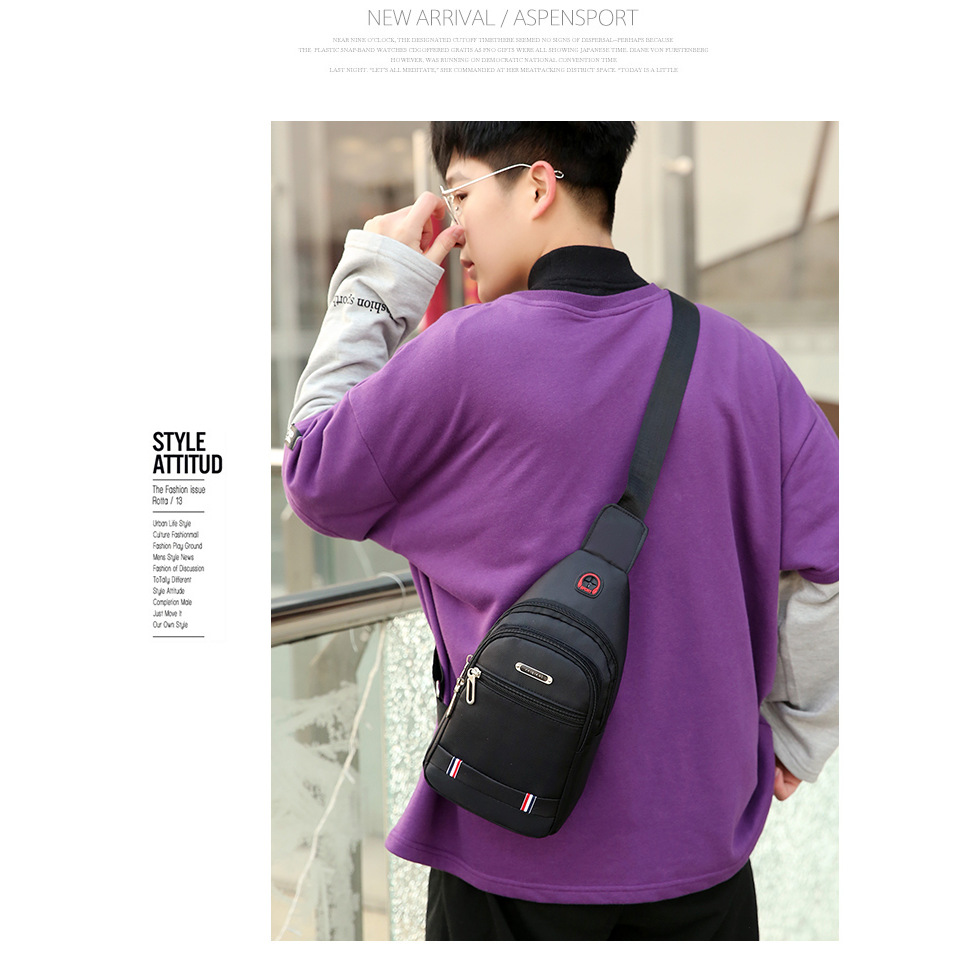 Cross-border men's crossbody bag: simple and versatile, a large-capacity, trendy, waterproof and wear-resistant bag for business trips. Men's chest bag Application Scenario