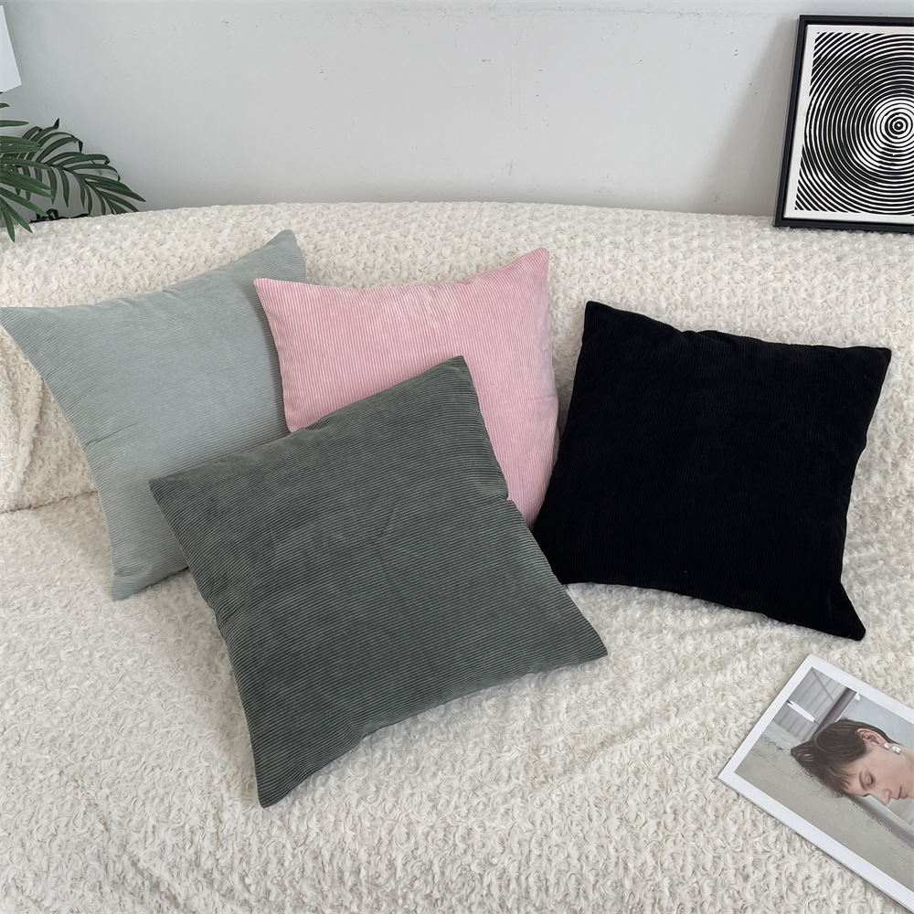 bj51191 corduroy pillowcase solid color pillow cover without core sofa pillowcase bedroom headboard pillow full figure