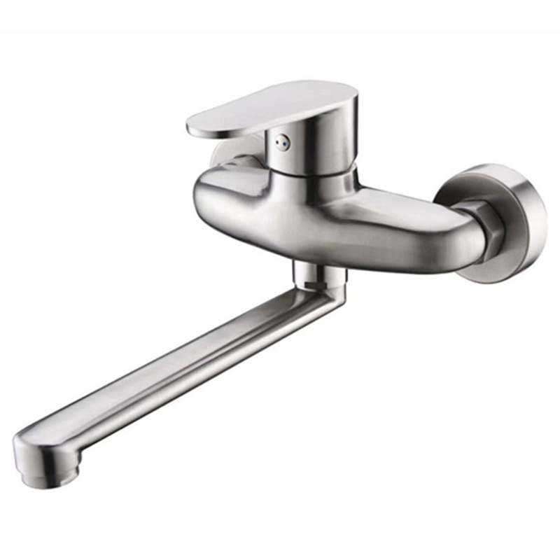 304 stainless steel kitchen faucet, mop sink, vegetable washing basin, balcony laundry sink, double-hole wall-mounted hot and cold water faucet Item Picture
