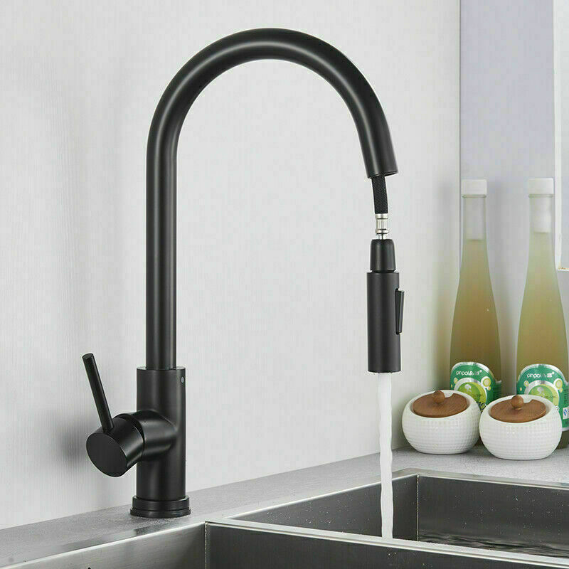 Black smart kitchen sink faucet pull-out nozzle, stainless steel touch sensor kitchen touch faucet Application Scenario