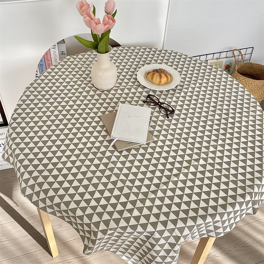 bj5209 InS-style small round table tablecloth, simple and fresh cotton and linen tablecloth, coffee table fabric, oil-resistant tablecloth, heat-resistant tablecloth Application Scenario