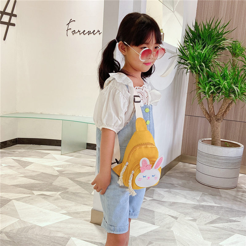 Korean-style children's bags, girls' crossbody bags, fashionable princesses, girls, babies, cute little rabbits, canvas single-shoulder bags details Picture