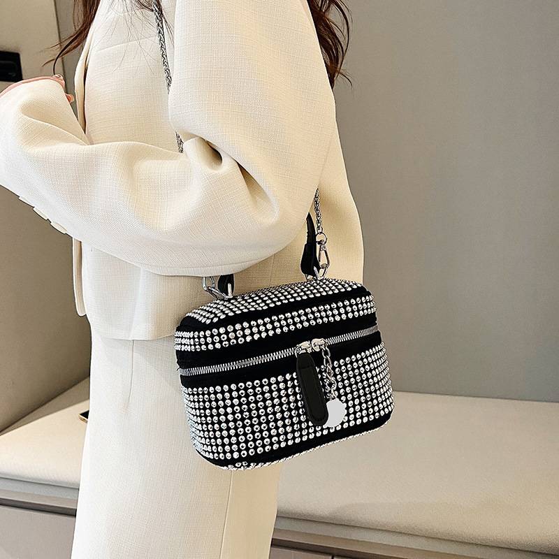 Autumn women's bags 2024 New full diamond pearl bag, trendy and stylish crossbody bag, chain hand shoulder bag Specification drawing