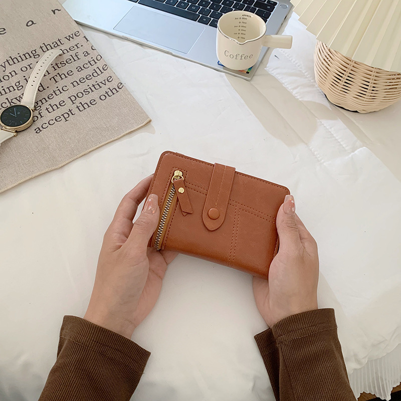 2023 New Style Women's wallet, short and fashionable mini handbag, pu leather, multi-slot zipper coin purse Specification drawing