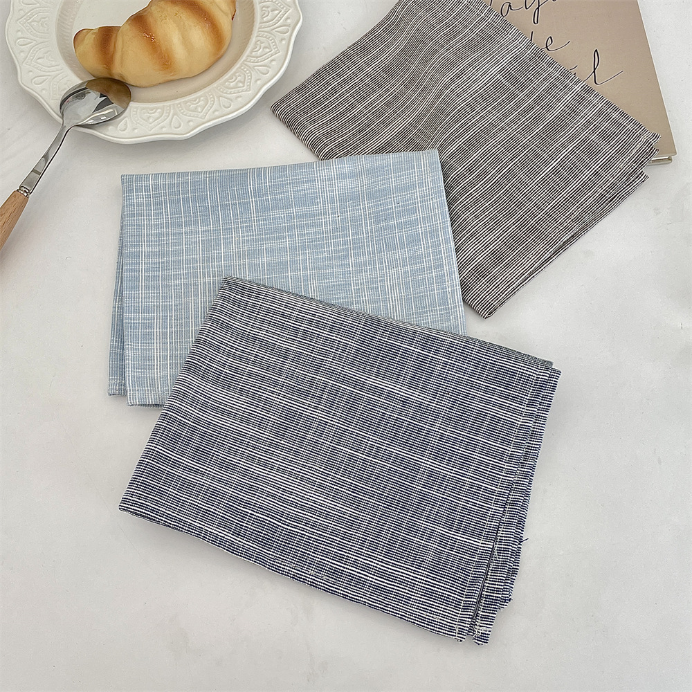 bj2502071 InS-style simple cotton and linen placemats, heat-resistant Western plate MATS, blue heat-insulating MATS and bowl MATS for home use full figure