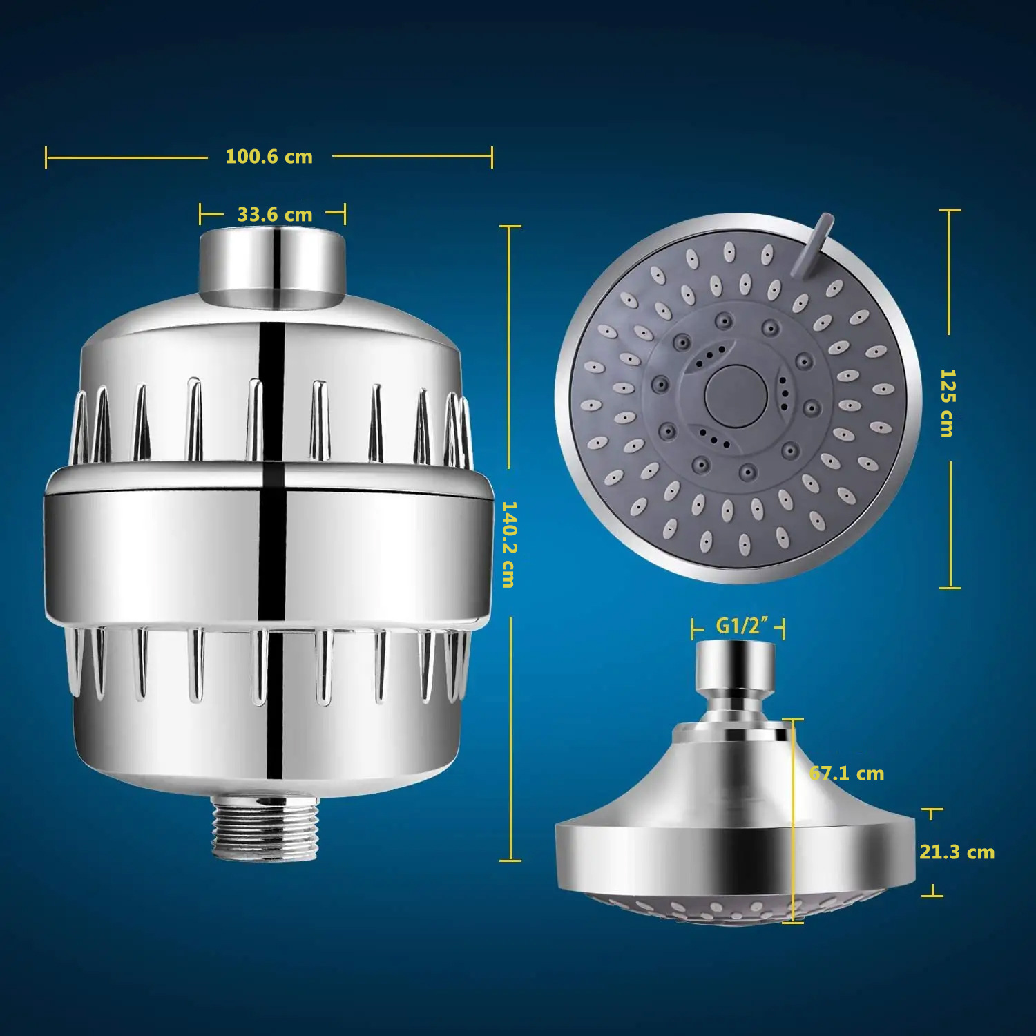 Cross-border e-commerce 15-layer showerhead, shower filter, chlorine removal shower softening and water purifier Specification drawing