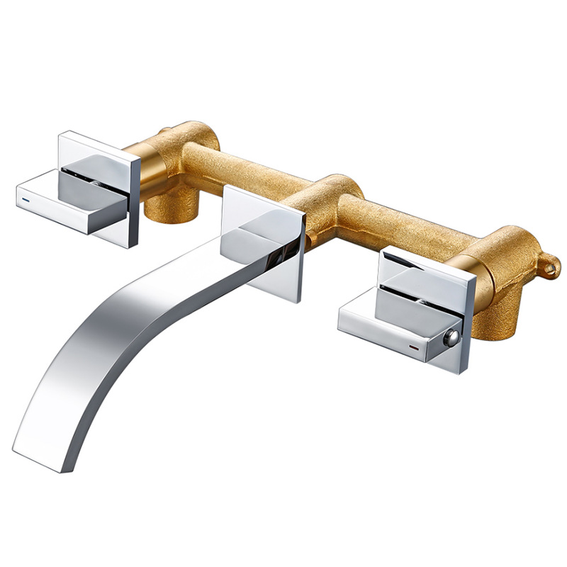 Yiyu Cross-border Foreign Trade Concealed washbasin Faucet, brass gun gray, bathroom embedded wall faucet manufacturer details Picture