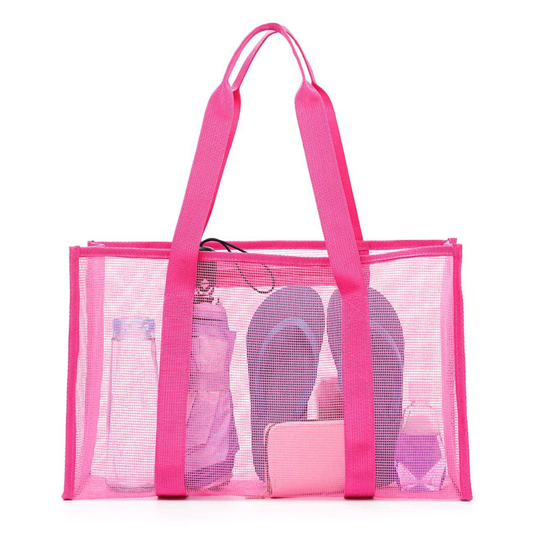 Cross-border swimming pool minimalist mesh beach bag, minimalist large-capacity swimming storage bag, long shopping beach bag Application Scenario
