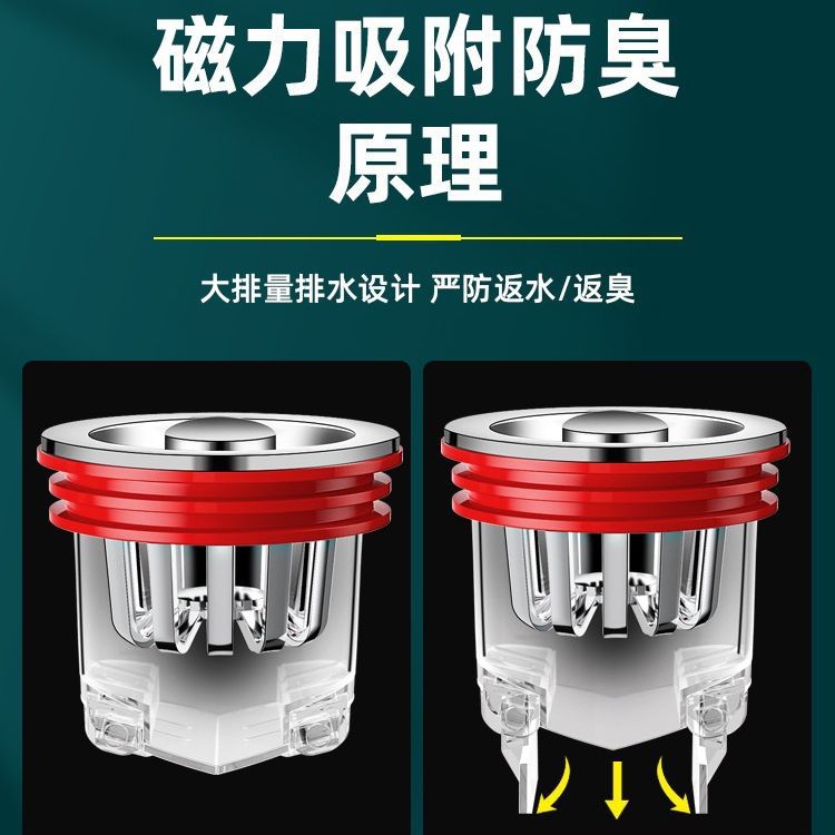 Toilet and bathroom floor drain anti-odor wonder, anti-backflow odor for sewers, light luxury sealing cover, inner core anti-insect pvc universal Specification drawing