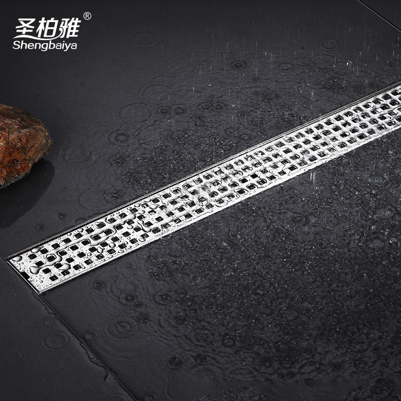 304 stainless steel rectangular floor drain for bathroom, thickened square hole large-capacity anti-odor long floor drain for hotel shower room full figure