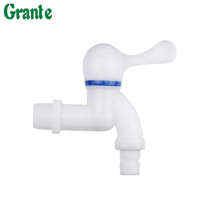 Public places, outdoor and indoor 4-minute plastic faucets, household white PP engineering plastic washing machine faucets Item Picture
