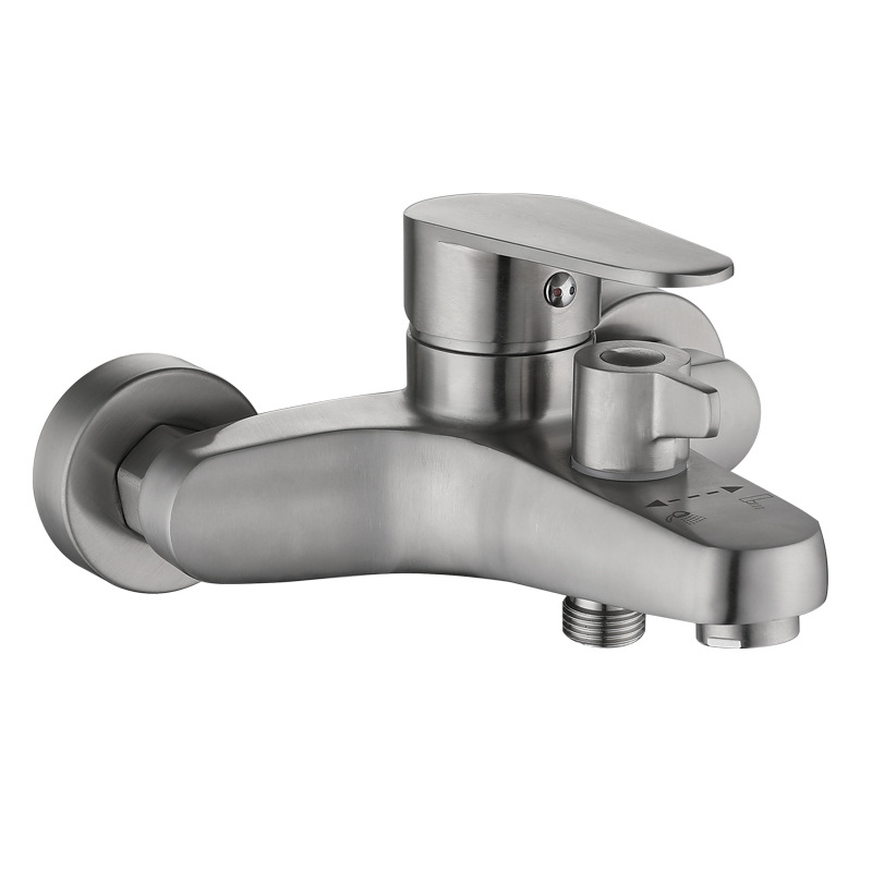 Factory wholesale 304 stainless steel bathtub, three-in-one simple shower head set, cold and hot household mixing valve, shower faucet Item Picture