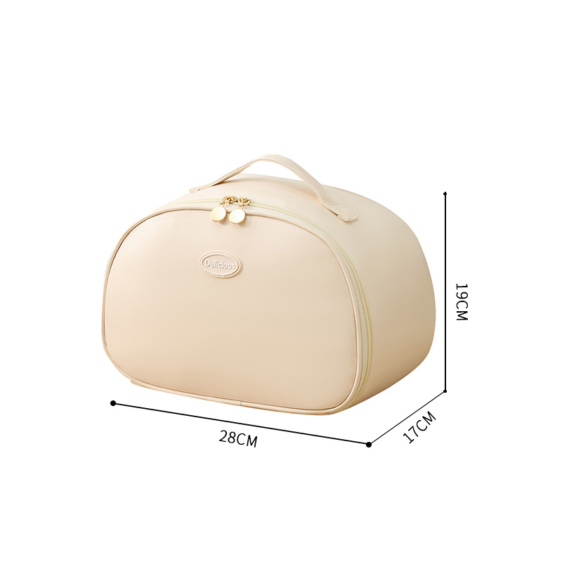 New PU semi-circular bento bag, thickened aluminum foil student insulated bag, office worker meal bag with rice, hand-held lunch box bag Item Picture