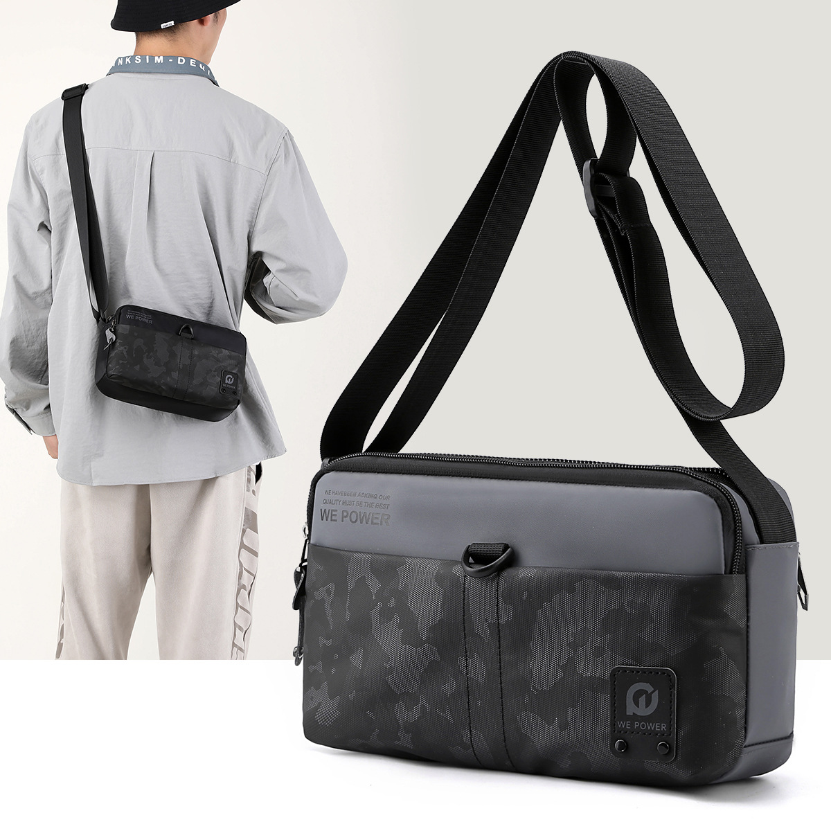 WEPOWER's new Oxford fabric men's bag, casual single-shoulder crossbody bag, casual sports backpack, outdoor small bag, cross-border full figure