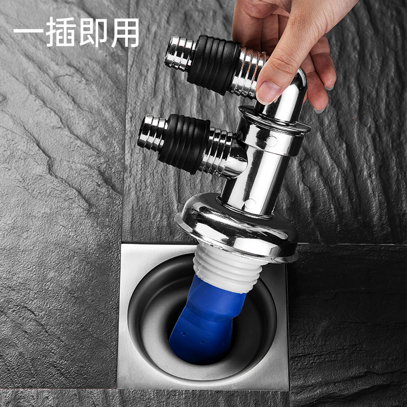 Anti-odor electroplated three-way joint for washing machines, 4050 anti-overflow seal joint for drain pipes and floor drains details Picture