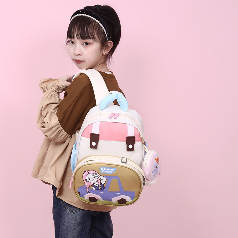 New three-piece set of kindergarten schoolbags, cartoon children's backpacks, cute and stylish for boys and girls, large-capacity backpacks details Picture