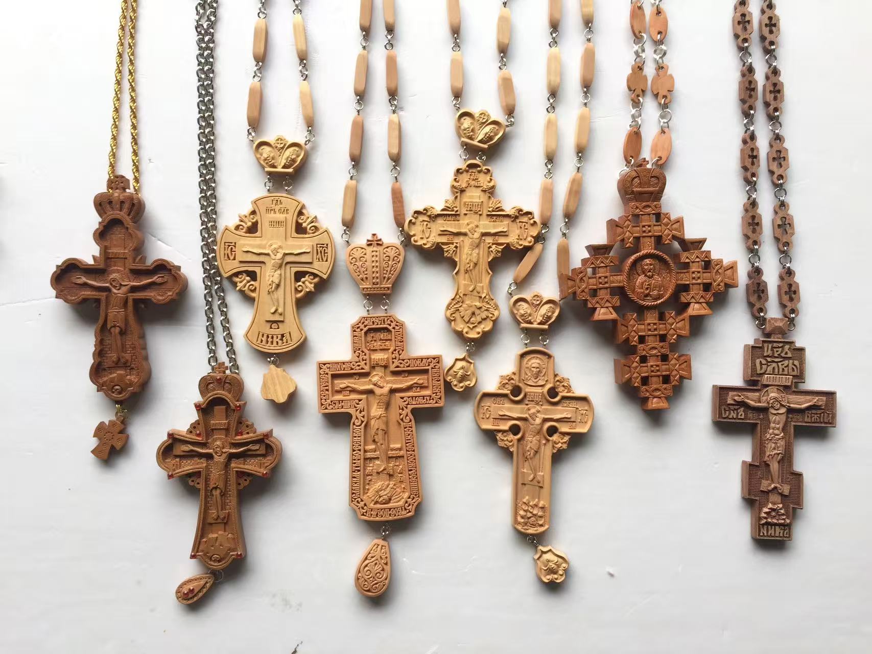 外贸热销十字架 编织绳木制挂件吊坠 圣徒十字架木头项链饰品批发