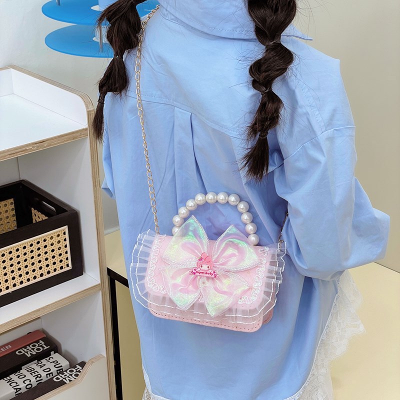 Little Chanel girl bow bag, stylish princess crossbody bag for going out, girl pearl handbag, children's gift details Picture