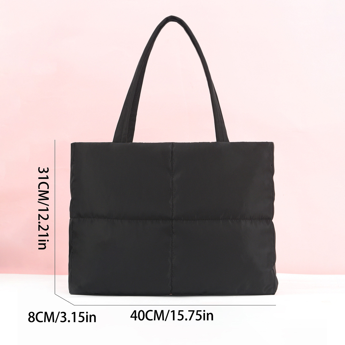 Cross-border autumn and winter fashion tote bag, high-end large-capacity down bag, simple and comfortable single-shoulder bag for women's commuting details Picture