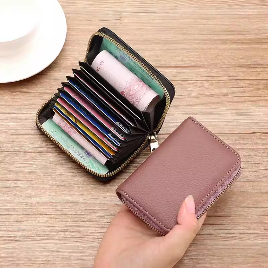 Anti-demagnetization card case, men's and women's zipper, multi-slot bank ID card holder, large-capacity driver's license card case, wallet card details Picture